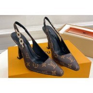 Louis Vuitton Heel 9.5cm Sparkle Slingback Pumps in Monogram Canvas 2024
