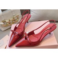 Miu Miu Heel 5.5cm Patent leather slingbacks with bow Red 2024