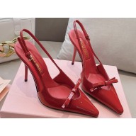 Miu Miu Heel 10.5cm Patent leather slingbacks with bow Red 2024
