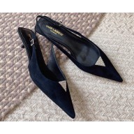 Saint Laurent Heel 3cm cherish slingback pumps in Suede leather with rhinestones 755341 Black 2024