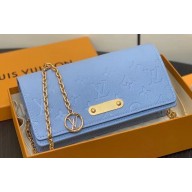Louis Vuitton Monogram Empreinte Leather Wallet On Chain Lily Bag M83233 Blue Hour 2024