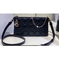 Miss Dior Midi Mini Bag in Cannage Lambskin Black