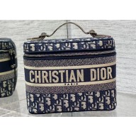 Dior Large Vanity Case Bag in Blue Dior Oblique Jacquard