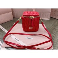 Miu Miu Matelassé nappa leather micro bag 5NR018 Red 2024