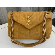 Saint Laurent puffer small Bag in suede leather 577476 Brown