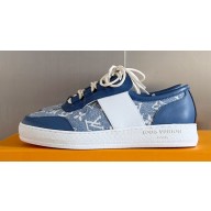 Louis Vuitton Lous Sneakers Calf leather and Monogram Denim Blue Top Quality