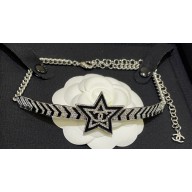 Chanel Metal & Strass Choker Necklace ABB983 Silver, Black & Crystal 2024