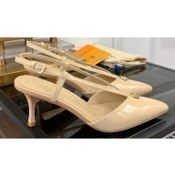 Louis Vuitton Heel 6.5cm Glazed calf leather Stellar Slingback Pumps Beige 2024