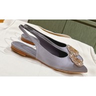 Louis Vuitton LV Night Met Slingback Ballerinas in Satin Gray 2024