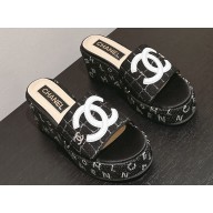 Chanel Strass Heel CC Logo Platform Mules 05 2024