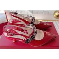 Roger Vivier Heel 5.5cm Virgule Flower Slingback Pumps in Patent Leather Red 2024