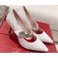 Roger Vivier Heel 8.5cm Bouquet Flower Babies Pumps in Fabric Piping 2024