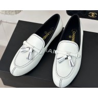 Chanel Calfskin Moccasins with Fringe White 2024