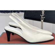Loro Piana Heel 6.5cm Rebecca Slingbacks in Calfskin White 2024