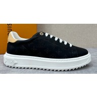 Louis Vuitton Perforated calf leather Time Out Women/Men Sneakers Black