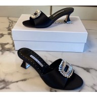 Manolo Blahnik Heel 5.5cm Satin Embellished Laalita Mules Black