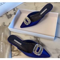 Manolo Blahnik Heel 1.5cm Satin Embellished Sigulona Flat Mules Blue