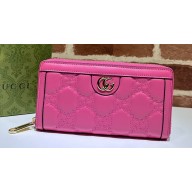 Gucci GG Matelassé zip-around wallet 723784 in Pink leather