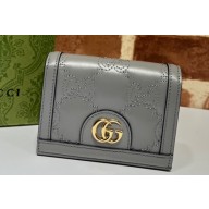 Gucci GG Matelassé card case Wallet 723786 in Gray leather