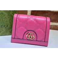 Gucci GG Matelassé card case Wallet 723786 in Pink leather
