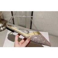 Jimmy Choo point-toe flats Crystals Satin Gold with Crystal Embellishment 2024