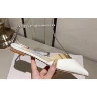 Jimmy Choo point-toe flats Patent Leather White with Crystal Embellishment 2024