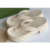 Cheap Sale Gucci thong platform rubber sandals 746334 White
