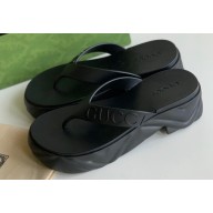 Cheap Sale Gucci thong platform rubber sandals 746334 Black