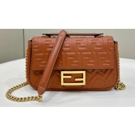 Fendi Medium Baguette Chain Midi Brown nappa leather bag