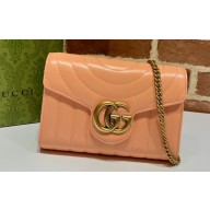 Gucci GG Marmont matelassé mini Bag 474575 Leather Peach