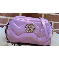 Gucci GG Marmont Small shoulder Camera Bag 447632 iridescent quilted chevron leather Pink
