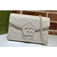 Gucci GG Marmont matelassé mini Bag 474575 leather White with Brass hardware