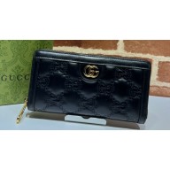 Gucci GG Matelassé zip-around wallet 723784 in Black leather