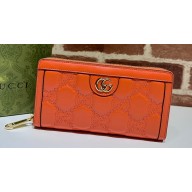 Gucci GG Matelassé zip-around wallet 723784 in Orange leather