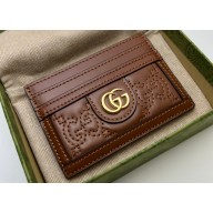 Gucci GG Matelassé card case 723790 in Brown leather