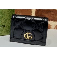 Gucci GG Matelassé card case Wallet 723786 in Black leather