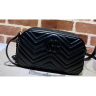 Gucci GG Marmont Small shoulder Camera Bag 447632 leather Black with Brass hardware