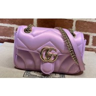 Gucci GG Marmont mini shoulder bag 446744 iridescent quilted chevron leather Pink