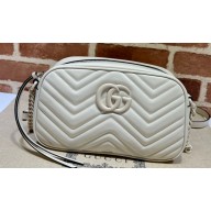 Gucci GG Marmont Small shoulder Camera Bag 447632 leather White with Brass hardware