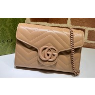 Gucci GG Marmont matelassé mini Bag 474575 leather Nude with Brass hardware