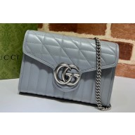 Gucci GG Marmont matelassé mini Bag 474575 leather Gray with Antique silver-toned hardware