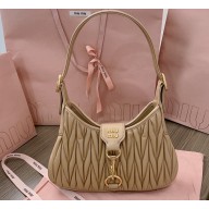 Miu Miu Matelassé nappa leather Hobo bag 5BC157 Nude