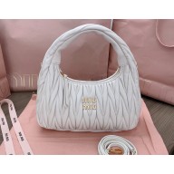 Miu Miu Wander matelassé nappa leather hobo Bag 5BC153 White