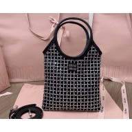 Miu Miu Satin handbag with synthetic crystals 5BA281 Black 2024