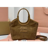 Miu Miu IVY Corduroy Small Tote bag 5BG276 Brown