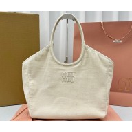 Miu Miu IVY Corduroy Large Tote bag 5BG276 White