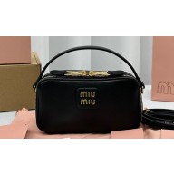 Miu Miu Leather shoulder bag 5BH229 Black 2024