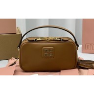 Miu Miu Leather shoulder bag 5BH229 Brown 2024