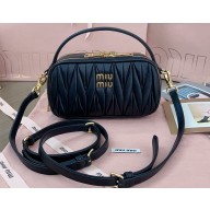 Miu Miu Matelassé nappa leather Shoulder bag 5BH229 Black