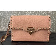 Valentino Small Rockstud Crossbody Bag in Grainy Calfskin Nude Pink 2024